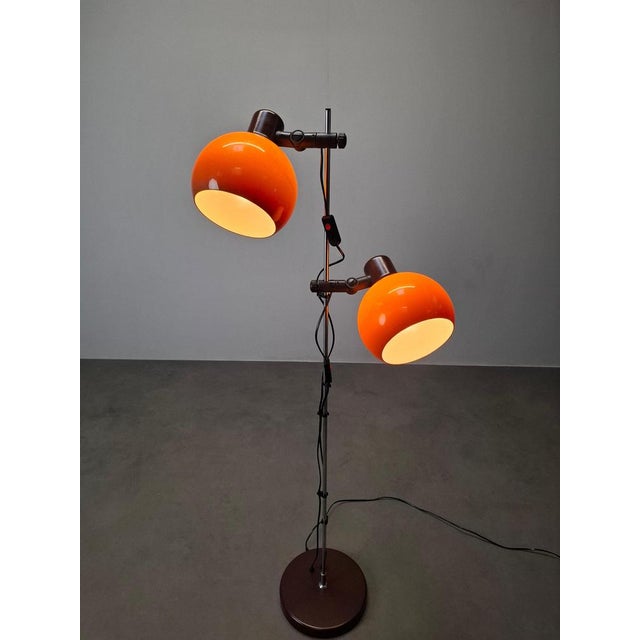1970s Mid-Century Hungarian Orange and Chrome Double Globe Floor Lamp, 1970s For Sale - Image 5 of 18