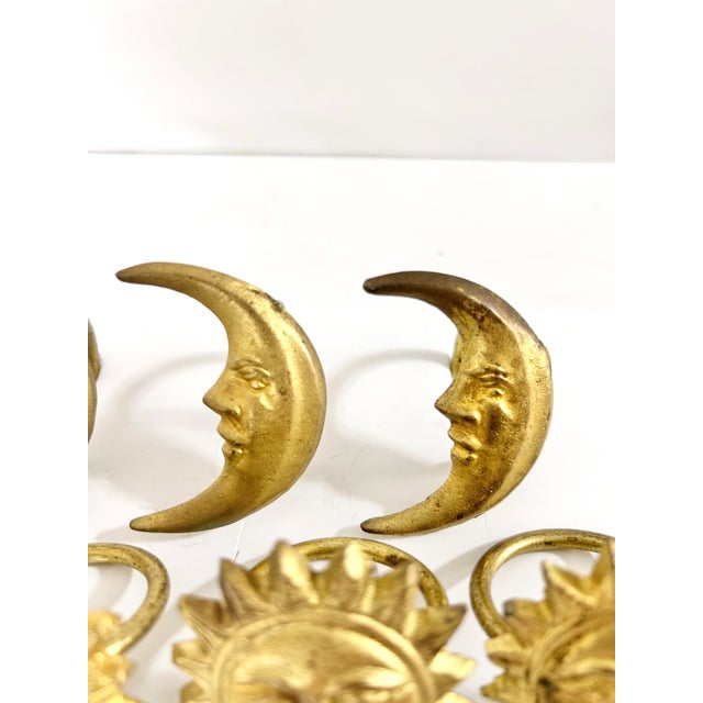 Late 20th Century Vintage Celestial Sun and Moon Napkin Rings – Set of 8 Gold Tabletop Decor – Boho Entertaining Table Setting For Sale - Image 5 of 10