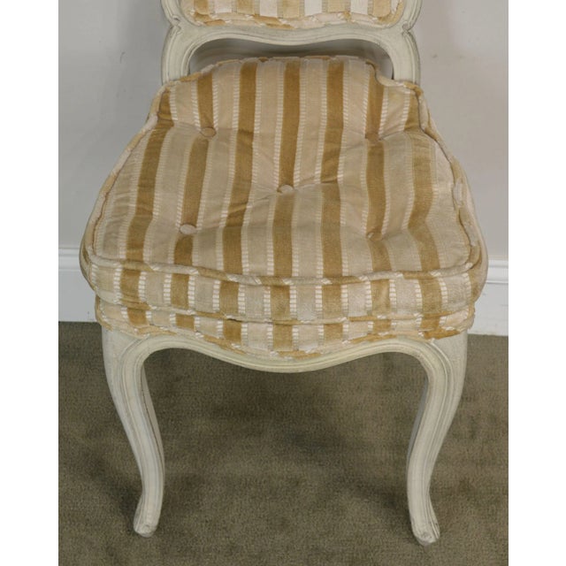 French Louis XV Style Vintage Painted Petite Slipper Side Chairs - a Pair For Sale - Image 9 of 13