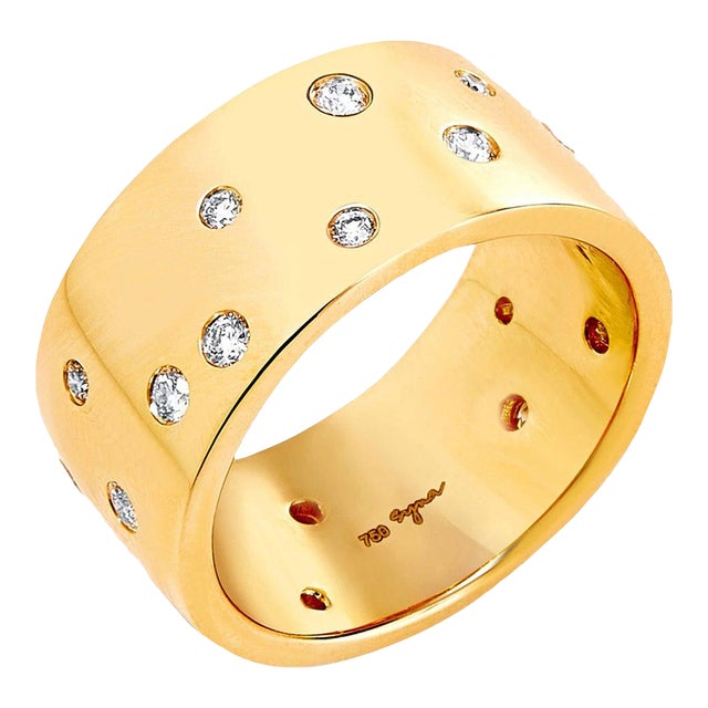 Syna Yellow Gold Cosmic Ring with Diamonds For Sale