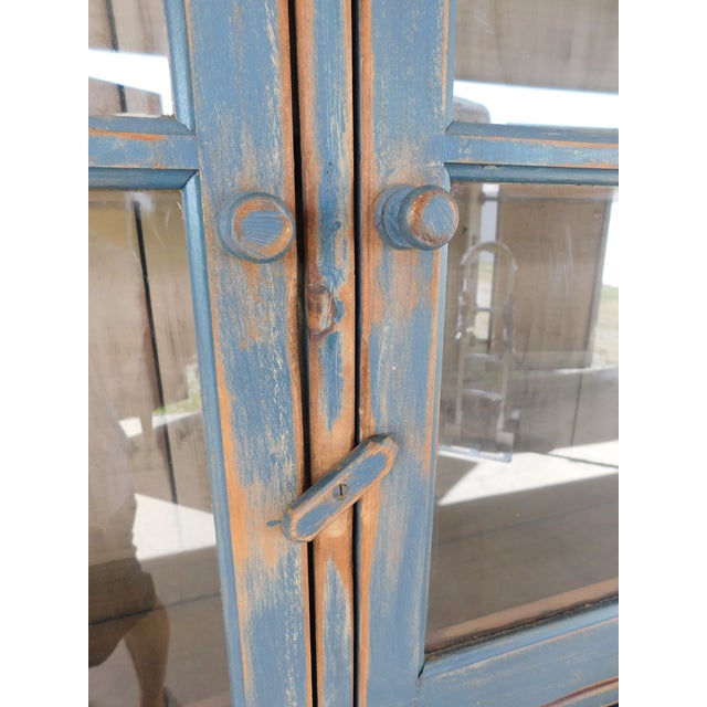 Primitive Shaker Style Paint Distressed Step Back Cabinet by Ezra G Tiffin Ohio For Sale In Philadelphia - Image 6 of 18