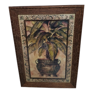 Art Picture Potted Plantation Palm by Steve Butler Gold Wood Frame Glass