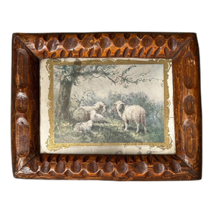 Antique Hand Carved Adirondack Style Picture Frame 10 X 13”