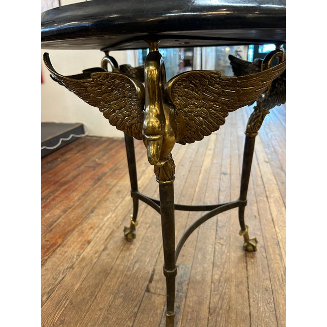 Modern Inlaid Maitland Smith Mixed Marble Side Table With Swans For Sale - Image 3 of 10