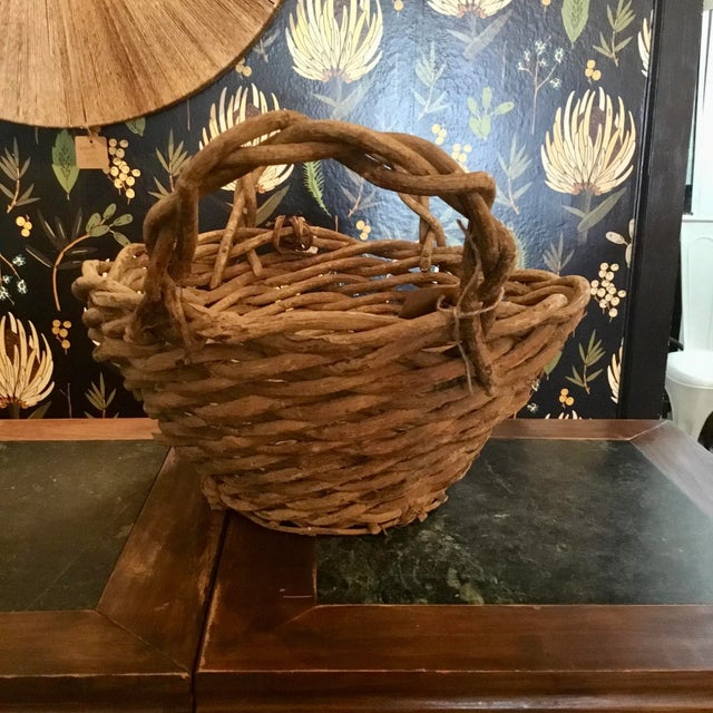 Vintage Woven Willow French Basket For Sale - Image 4 of 5