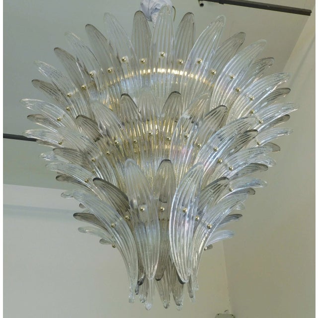 Italian Clear and Smoky Palmette Chandelier For Sale - Image 3 of 5