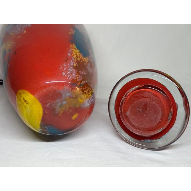 Postmodern Multicolor Art Glass Jar Vase Loop & Ball Finial Lid For Sale - Image 12 of 12