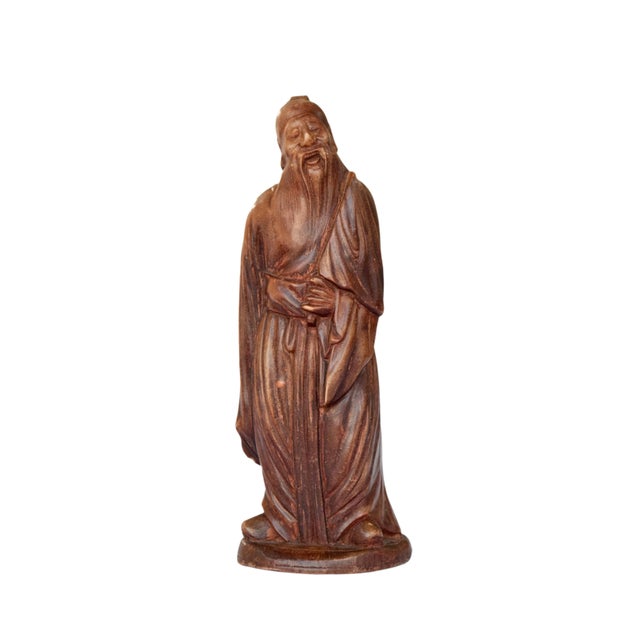 Early 20th Century Chinese Sage Wooden Figure For Sale - Image 5 of 7