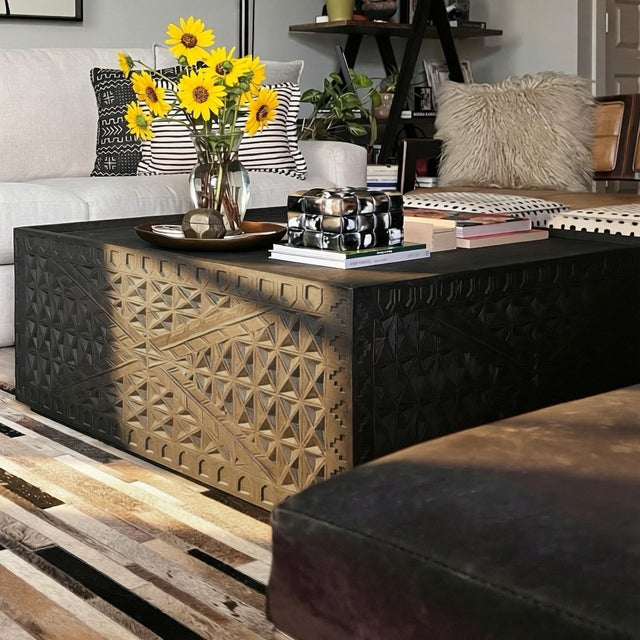 Contemporary Discontinued Four Hands Maya Coffee Table in Hand Carved Reclaimed Wood For Sale - Image 3 of 5