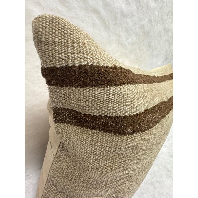 Turkish Hemp Pillow Cushion Natural Beige Brown Pillow Cushion Cover 16" x 24" For Sale - Image 4 of 4
