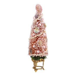 Pink Champagne Vintage Jewelry Bottle Tree