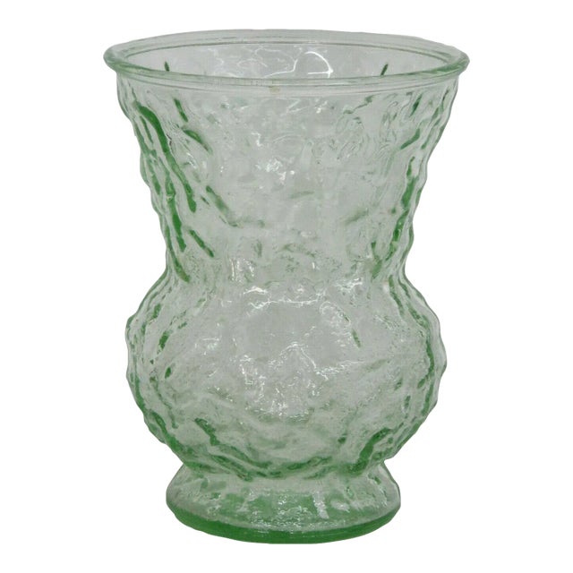 Hoosier Glass Co Green Depression Glass Pebble Rippled Vase For Sale