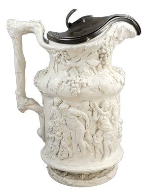 Large Relief-Moulded Bacchanalian Dance Pitcher by Charles Meigh, 1844