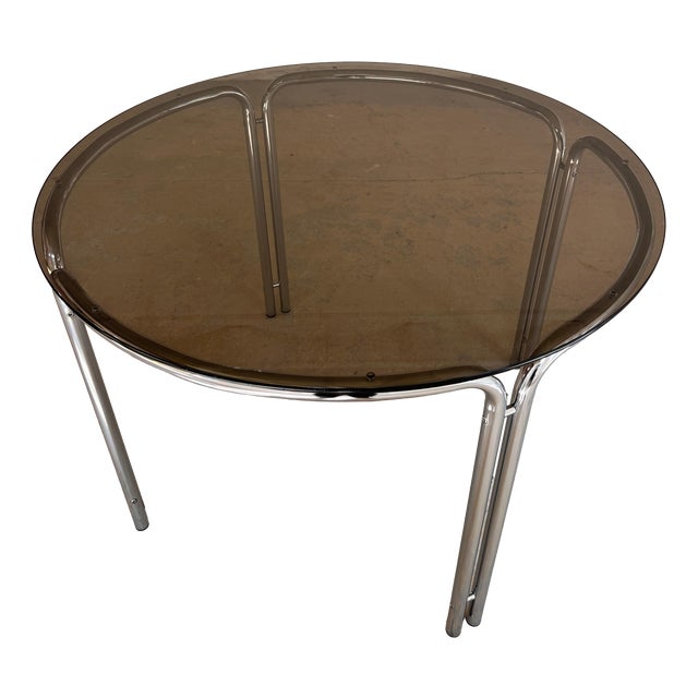 Dining Table in Chrome & Tinted Glass, 1970s For Sale