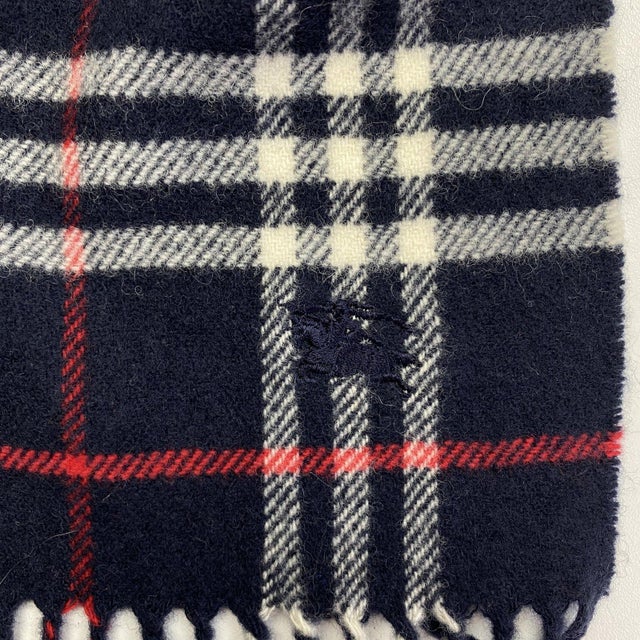 Navy Blue Burberry Children Dark Blue Merino Wool & Cashmere Small Scarf For Sale - Image 8 of 8