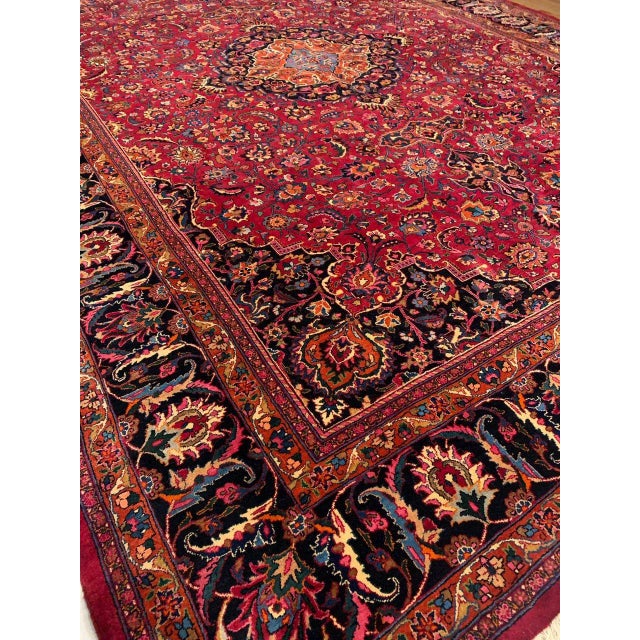 Hand Knotted Vintage Persian Mashad Rug 11'2'' X 15'7'' For Sale - Image 11 of 12