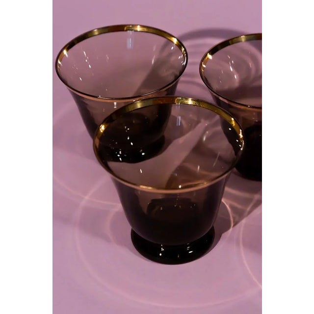 Vintage Smokey Grey Art Glass Decanter Set- 6 Pieces For Sale - Image 10 of 10