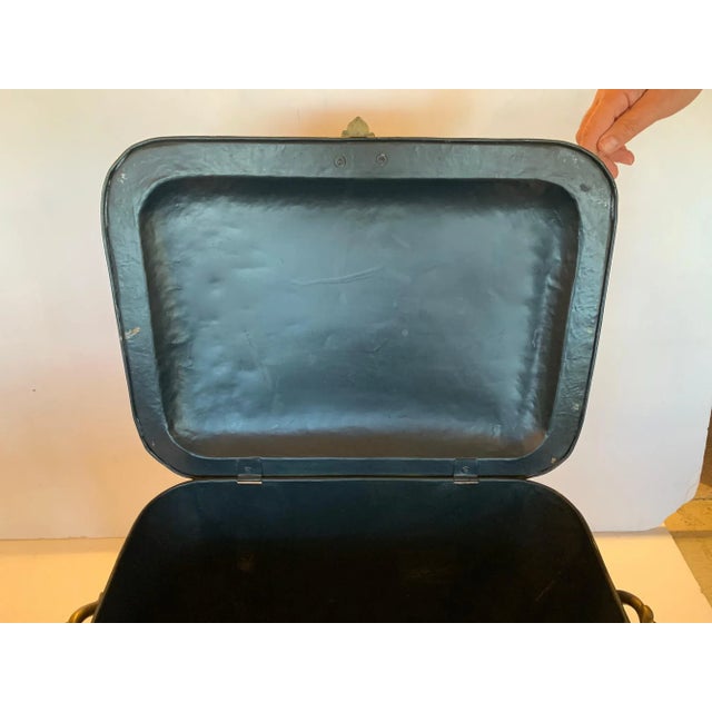 Antique French Tole and Brass Hand Painted Coal Scuttle For Sale - Image 12 of 13