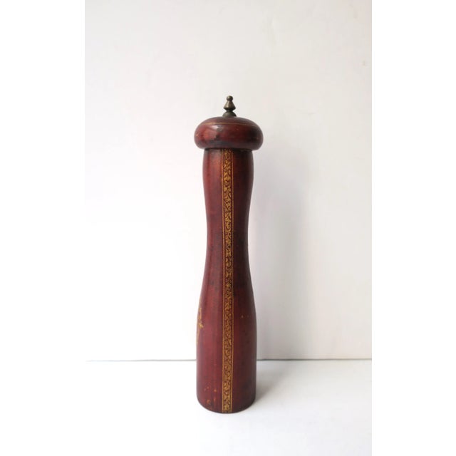 Rustic European Italian Leather Peppermill, Mid-20th Century, Italy For Sale - Image 3 of 8