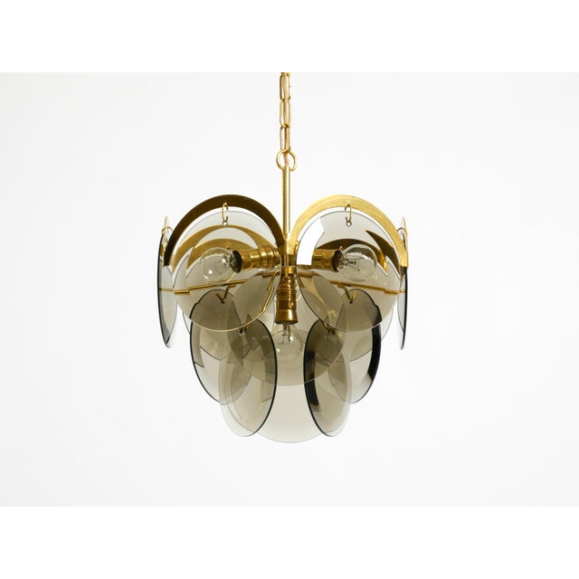 Large Brass Pendant Light with Large Round Glass Plates, 1960s For Sale - Image 4 of 18