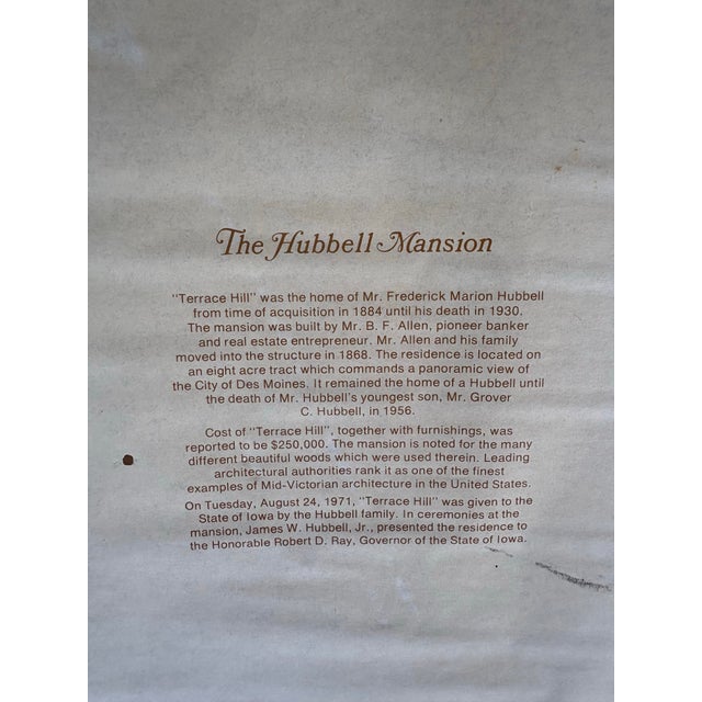 White Vintage Watercolor Print of the Hubbell Mansion (Terrace Hill) by Paul N. Norton, Winter Architectural Scene For Sale - Image 8 of 8