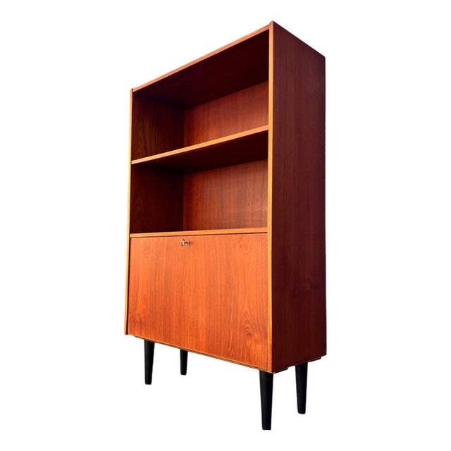 Teak Shelf with Lockable Compartment For Sale