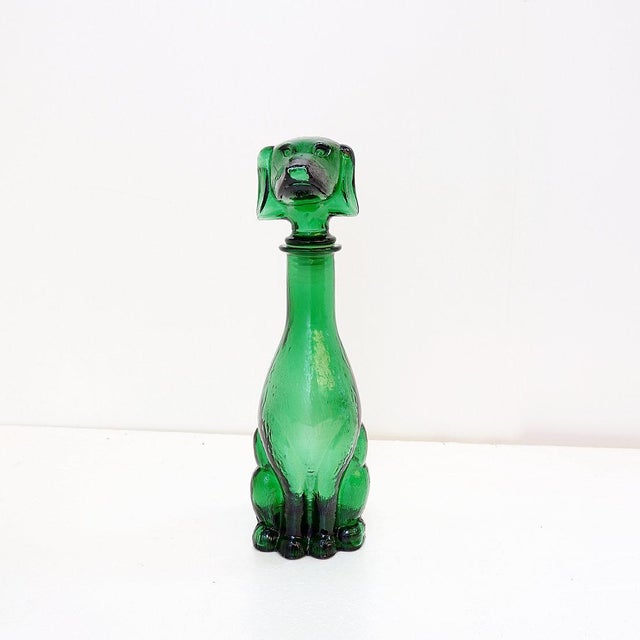 Mid-Century Modern Carafe in Green Embossed Glass, 1960s For Sale - Image 6 of 16