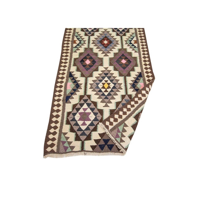 Mid 20th Century Vintage Herki Wool Kilim Runner For Sale - Image 5 of 7