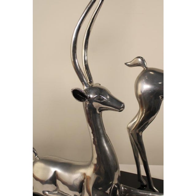 Silver Late 20th Century Silver Plated Deer With Tall Antlers on Glossy Black Bases - Set of 2 For Sale - Image 8 of 13