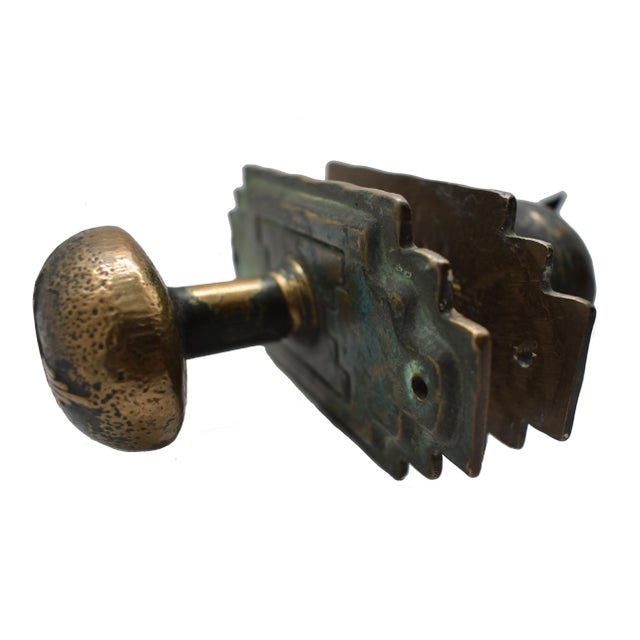 Rustic 1970s Southwestern Cast Bronze Doorknob Set For Sale - Image 3 of 5