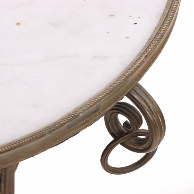 Maison Jansen French Marble and Bronze Gueridon Table in the Manner of Maison Jansen, C. 1940 For Sale - Image 4 of 7