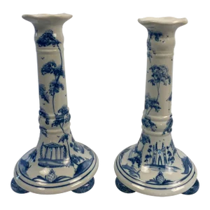 Delft Faience Candle Holders From England