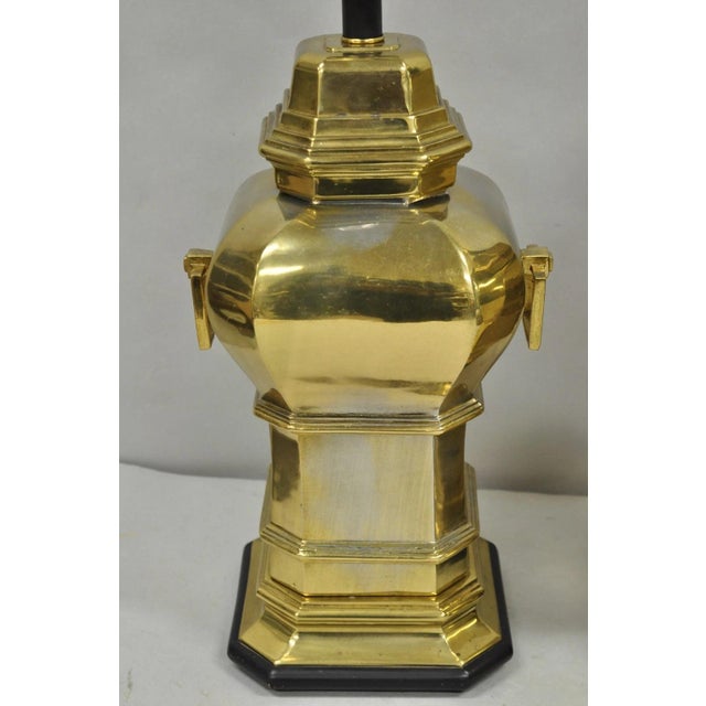 Vintage Chinoiserie Chinese Ginger Jar Brass Plated Metal Table Lamps - A Pair For Sale In Philadelphia - Image 6 of 14