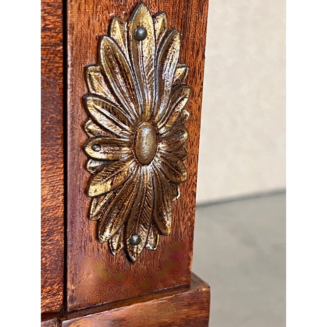 Brown Pair of Empire Style Marble-Top Nightstands With Shelve and Low Drawer For Sale - Image 8 of 10