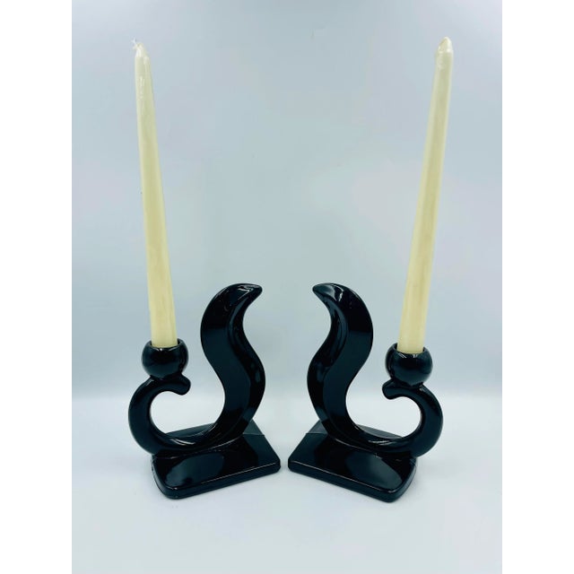This amazing set of Art Deco "Flame" candle holders is stunning and elegant! Perfect on an all-white or all-pink...