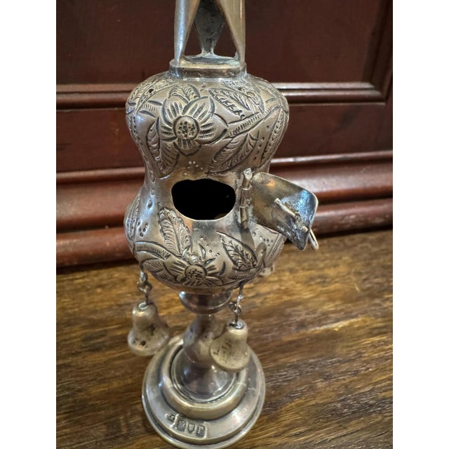 Silver Antique Sterling Silver Spice Tower- English Hallmarks- Judaica For Sale - Image 8 of 8