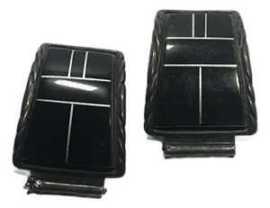 1980s A Pair of Native American Sterling Silver and Onyx Watch Tips