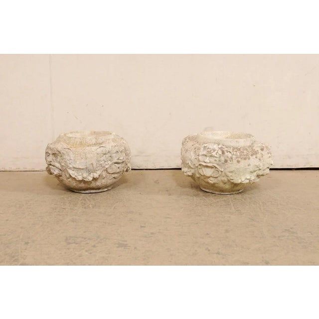 Vanilla Spanish Mid 20th Century Cast-Stone Pots - A Pair For Sale - Image 8 of 11