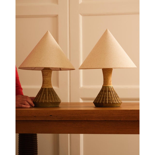 Brown Vintage Table Lamps by Chirs Haskevm, Denmark, 1960s, Set of 2 For Sale - Image 8 of 9