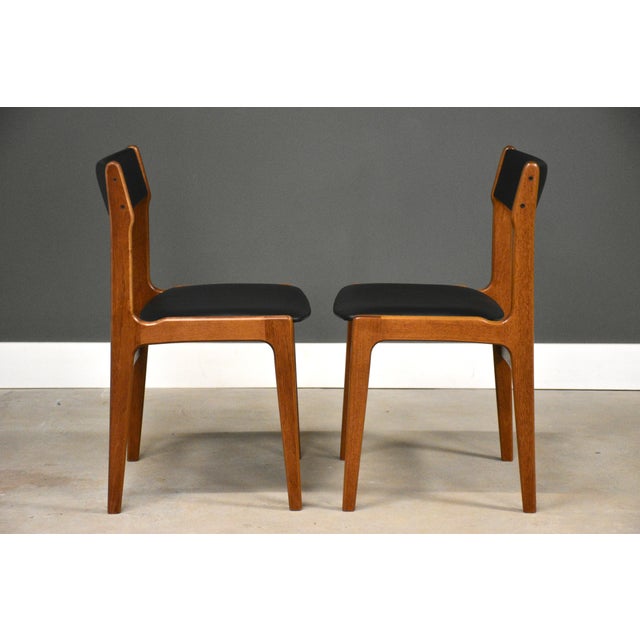 1960s Danish Modern Teak Black Dining Chairs - Set of 6 For Sale In Boston - Image 6 of 9