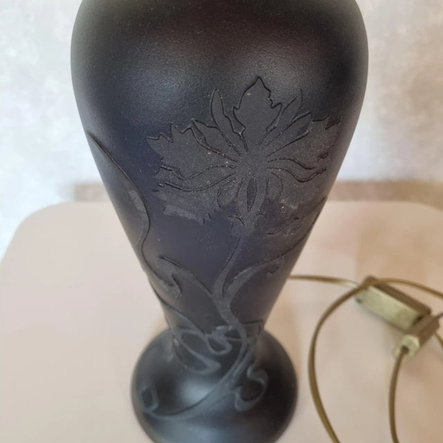 Glass Black Glass Desk Lamp, 1980s For Sale - Image 7 of 12