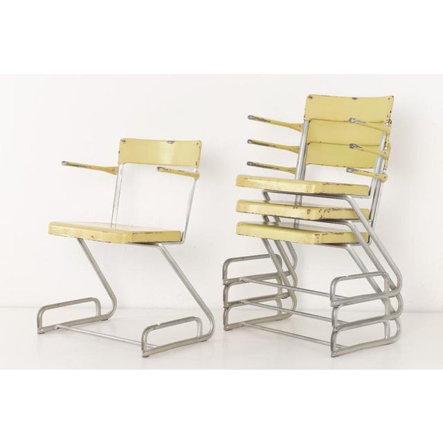Metal Stacking Chairs after Flora Steiger-Crawford, Switzerland, 1940, Set of 4 For Sale - Image 7 of 12
