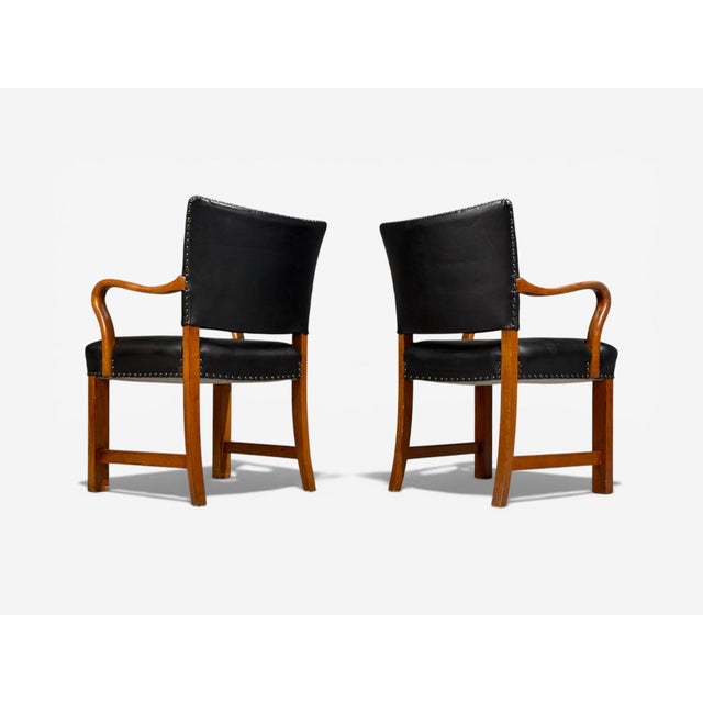 Danish Modern, Armchairs, Black Leather, Bentwood, Denmark, 1960s For Sale - Image 9 of 11