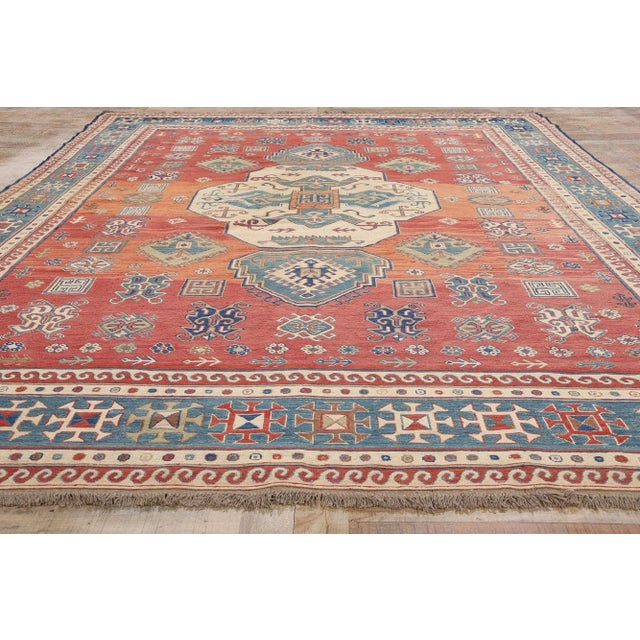 Red Vintage Caucasian Soumak Rug - 09'09 X 13'05 For Sale - Image 8 of 9