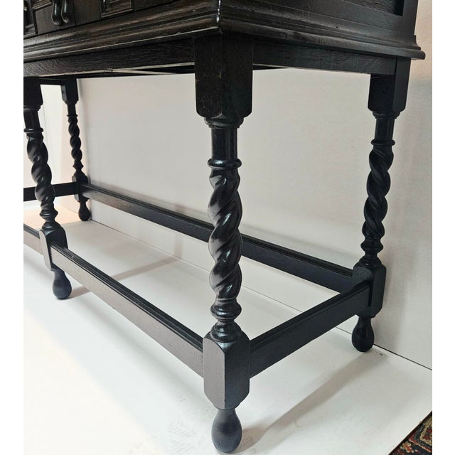 Antique Kittinger Two Drawer Ebonized Oak Jacobean Style Sideboard / Console Table For Sale In New York - Image 6 of 12