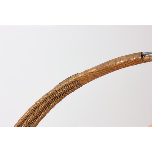 Italian Wood Arc Floor Lamp with Rattan Shade, 1970s For Sale - Image 17 of 18