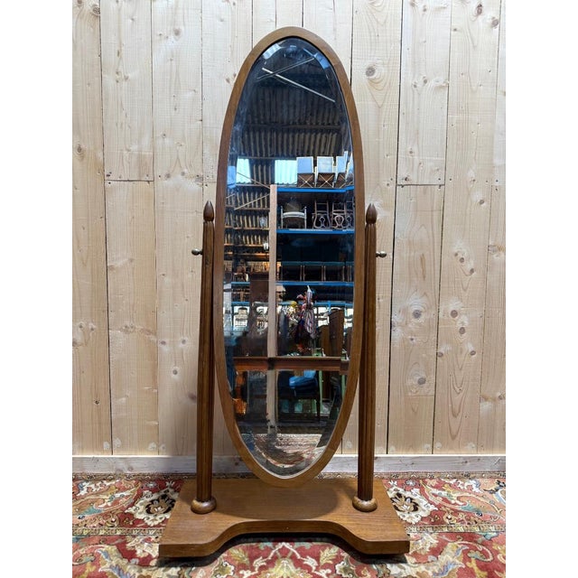 Art Deco Cheval Glass and Beveled Glass Mirror For Sale - Image 9 of 9