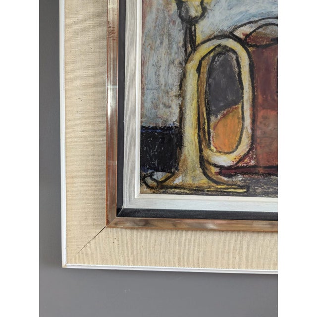 Drawing/Sketching Materials 1954 Mid-Century Modern "Still Life in Pastel" Vintage Expressive Still Life Pastel Painting, Framed For Sale - Image 7 of 10