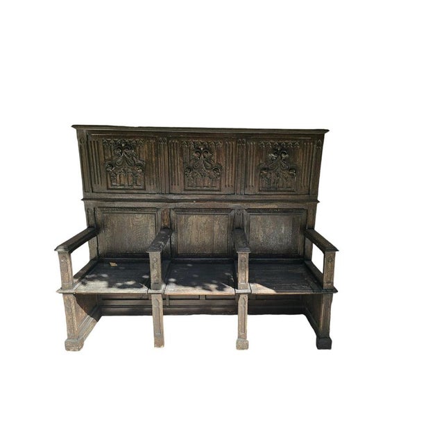19th Century Neo-Gothic Wooden Bench, 1890s For Sale - Image 14 of 18