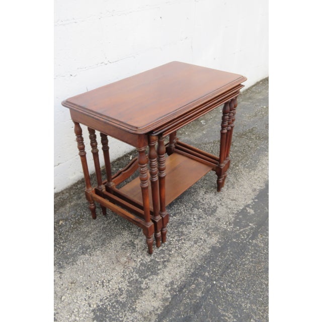 Early 1900s Mahogany Nesting Side End Tables Set of Three 6225 For Sale - Image 14 of 18